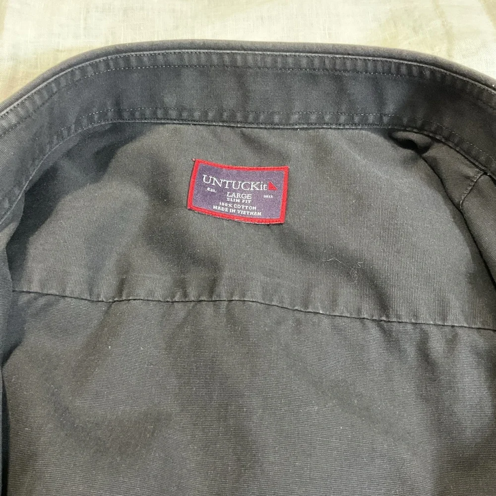 UNTUCKit Shirt Men’s Large Black Button Down Preppy 100% Cotton - Picture 6 of 7